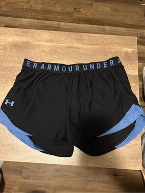 Under Armour Black Shorts with Blue Trim — Women’s Athletic Size Large